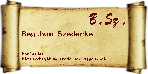Beythum Szederke névjegykártya